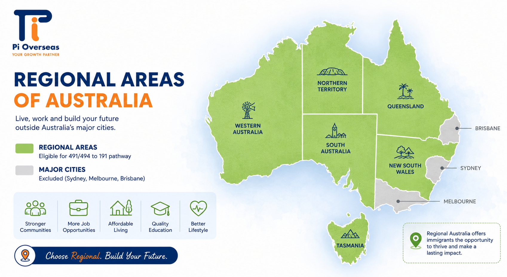 map of designated regional areas for 191 visa